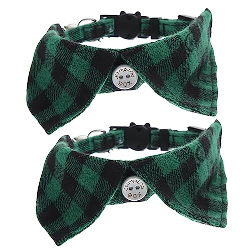 GRIRIW 2pcs Niedliche Katzenkragen Mit Glocken Verstellbarem Kätzchen Halskragen Katzenhundkragen Plaidkragen von GRIRIW