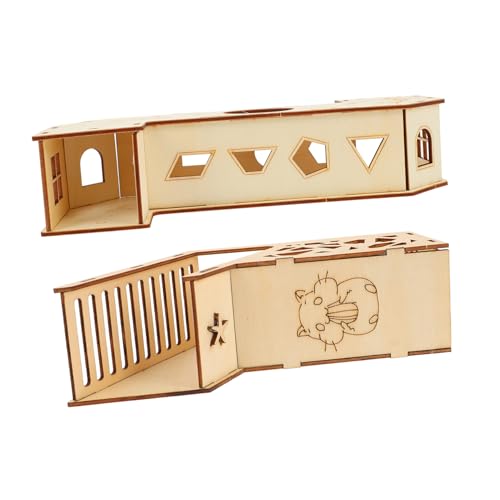 GRIRIW Spielzeug-Tunnel-Set für Hamster 2-teilig Übungsspielzeug aus Holz Labyrinth Haustierspielzeug für Kleintiere von GRIRIW