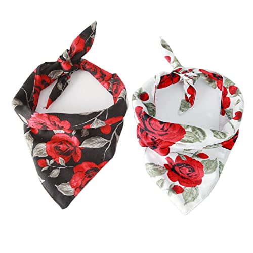 GRIRIW 2st Haustierhalsband-dekor Welpen-dreieck-lätzchen Kariertes Bandana Hochzeit Taschentuch Gehäkelter Schal Blumenhund Gehäkelter Hundeschal Pet Phantasie Schmücken Rote Rose von GRIRIW