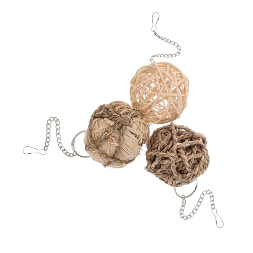 GRIRIW 3 Teiliges Rattan Ball Set Für Vögel Natürliche Kauspielzeuge Für Nymphensittiche Papageien Und Andere Vögel Fördert Das Wohlbefinden Und Die Beschäftigung Im Käfig von GRIRIW