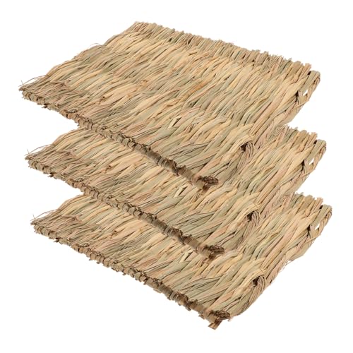 GRIRIW Sitzkissen 3st Kleine Tierkrugmatte Hasenkäfigmatte Hasenbett Kleintier-einstreumatte Hasengrasmatte Kaninchengrasmatte Haustier-grasmatte Hasen-heumatte Naturrasen Stroh von GRIRIW