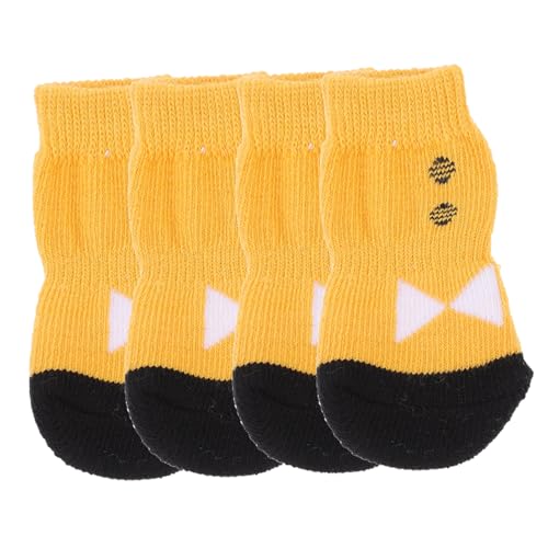 GRIRIW 4 Stück Baumwollsocken für Haustiere pet Supplies hundepflege Schuhe für hundepfoten Hundepfotenpflege Hundefußpolster Wasserschuhe für Hunde Welpe sockenschuhe Hundesocken Yellow von GRIRIW