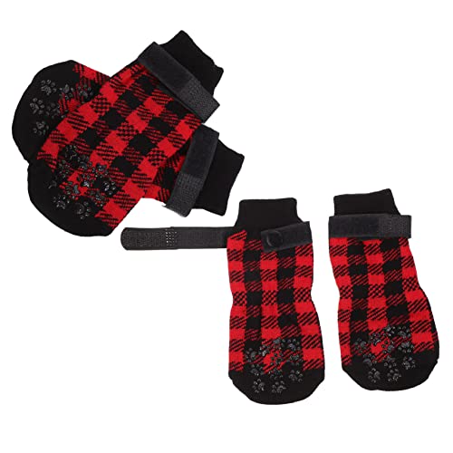 GRIRIW 4 Stück Haustier socken Weihnachtsferien Socken Pfotenschützer für Haustiere Welpensocken hundesocken Dog Socks sockenschuhe Haustiersocken Strümpfe für Haustiere Reine Baumwolle von GRIRIW