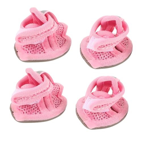 GRIRIW 4 Stück Hunde Sandalen Aus Atmungsaktivem Mesh Mit Anti Rutsch Sohle Für Haustiere Sommer Hundestiefel Rosa Größe 2 Ideal Für Und Aktivitäten Im Freien von GRIRIW