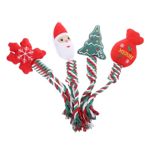 GRIRIW 4 Stück Hundezubehör Weihnachtsbeißspielzeug lustiges Kauspielzeug für Hunde Interactive Dog Toys knete Spielzeug Welpenspielzeug interessantes Welpenspielzeug Plüsch von GRIRIW