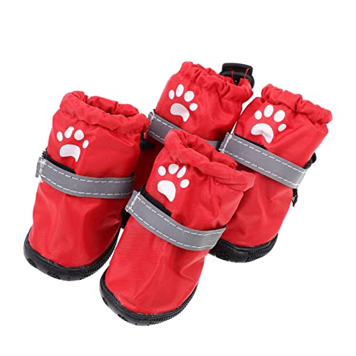 GRIRIW 4 Stück Regenstiefel für Haustiere Hundeschuhe für den Winter Plüschspielzeug Dog Shoes Hundeschuhe für rutschfeste Welpenschuhe rutschfeste Haustierschuhe von GRIRIW