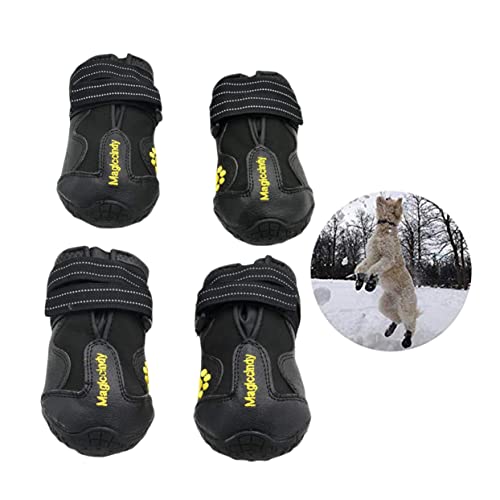 GRIRIW 4 Stück Winter Hundeschuhe Anti Rutsch Schneestiefel Für Haustiere Warme Hundeschuhe Größe 2 Schwarz Idealer Pfotenschutz Für Kalte Wintertage von GRIRIW