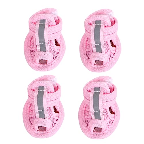 GRIRIW 4er Set Atmungsaktive Hundesandalen Für Den Sommer rutschfeste Hundeschuhe Aus Mesh Pink Größe 4 Perfekter Pfotenschutz Für Heiße Tage Und Outdoor Aktivitäten von GRIRIW