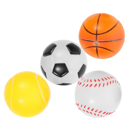 GRIRIW 4er Set Gummibälle Für Hunde Robuste Und Strapazierfähige Trainingsspielzeuge Interaktives Für Hunde 63mm Gummibälle Verschiedenen Designs Basketball Fußball Tennisball von GRIRIW