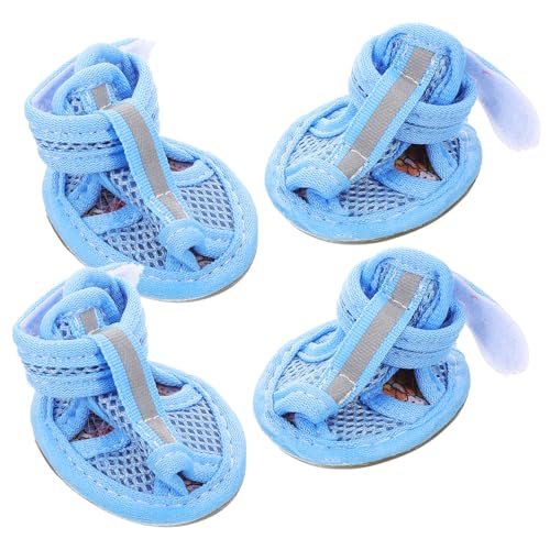 GRIRIW 4er Set Sommerliche Atmungsaktive Haustier Hundeschuhe Mesh Sandalen rutschfeste Sneakers Für Hunde Größe 4 von GRIRIW