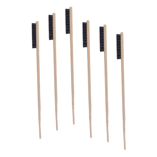 GRIRIW 6pcs Vogelkäfig Reinigungsbürste Set Holzgriff Vögel Käfig Reinigung Werkzeuge Zufällige Farbe von GRIRIW