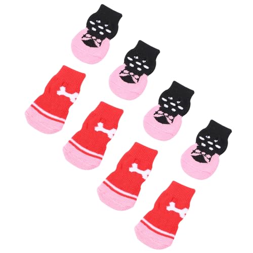 GRIRIW 8 Stück Haustier socken Hundestiefel Socken für Hunde Aufkleber Entwirrungsspray für Hunde Schuhhund Nicht hundesocken Dog Socks Pfotenschützer für Haustiere Hundeschuhe Stricken von GRIRIW