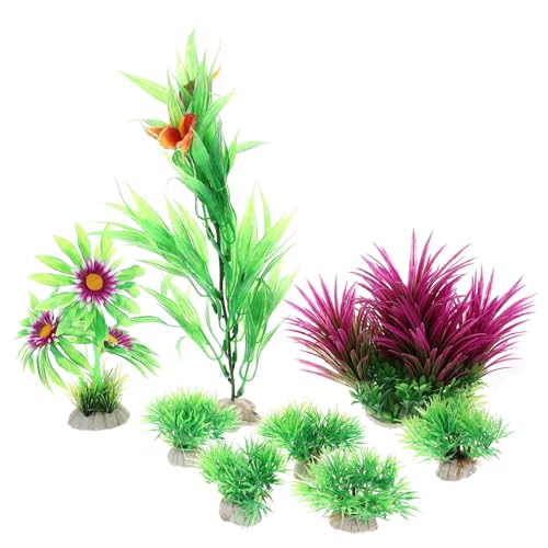 GRIRIW 8 Teiliges Set Künstliche Wasserpflanzen Für Aquarien Plastische Dekoration Für Fischbecken Realistische Aquarienpflanzen Als Aquarienschmuck von GRIRIW