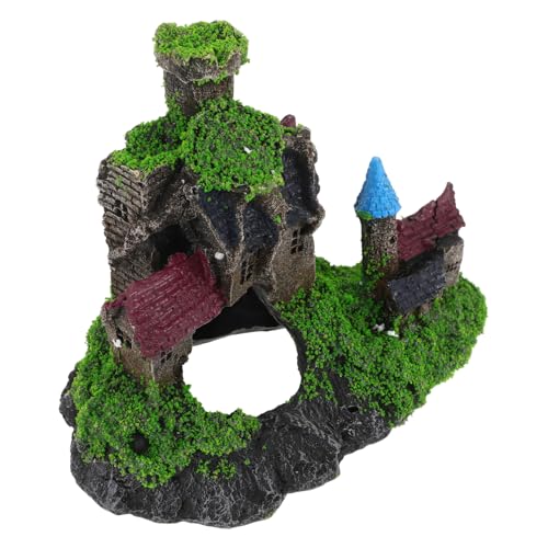 GRIRIW Aquarium Dekoration Aquarienprotokolle Aquarienbaum Reptilienhöhle Aquarium Ornament Schloss Antikes Schloss Ornament Aquarienschloss Startseite Aquarium Schloss Harz von GRIRIW