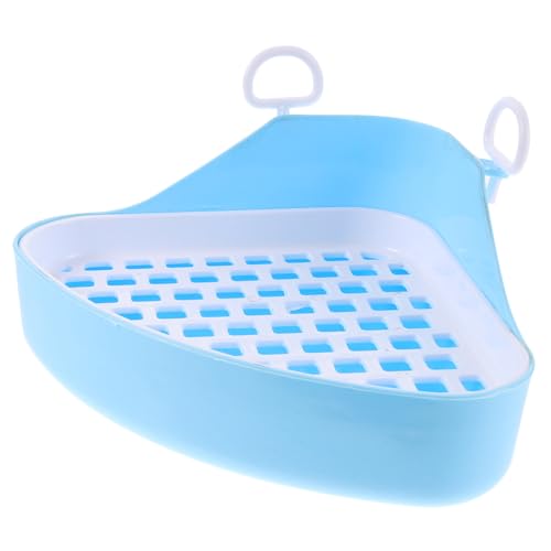 GRIRIW Dreieckige Kaninchen Toilette Litter Box Für Kleine Tiere Blauer Plastik Toilette Trainer Für Kaninchen Meerschweinchen Chinchillas Und Hamster von GRIRIW