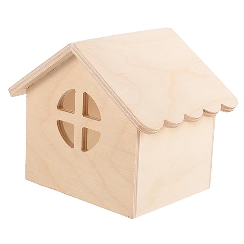 GRIRIW Hamster Holzhaus Kleintier Versteck Hütte Für Hamster Und Chinchillas Naturholz Hamster Nest Ideal Als Rückzugsort Und Spielhaus Käfig Zubehör Für Kleine Nager von GRIRIW