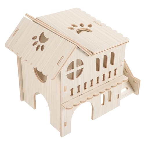 GRIRIW Hamsterhaus Aus Holz, Hamsterversteck Mit Leiter, Chinchilla-versteck, Hamstervilla, Hamsterspielzeug Aus Holz von GRIRIW