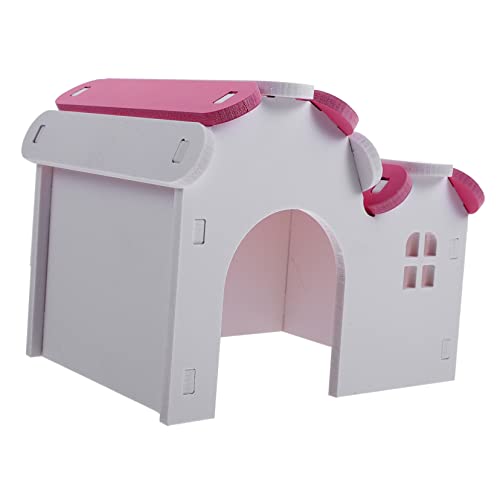 GRIRIW Hamsterhöhle PVC Hamsterhaus Blockhaus-dekor Hamster-spielnest Schlafnest Für Haustiere Kleines Haustierhaus Rennmaus Hamsterburg Kleintierbedarf Hamsterversteck PVC-Material Rosa von GRIRIW