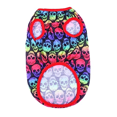 GRIRIW Haustier Hund Pullover Skelett-Pullover Schädel-Haustier-Pullover Hundepullover Für Mittelgroße Hunde Schädelpullover Für Haustierhund Halloweenkostü Colorful Reine Baumwolle von GRIRIW