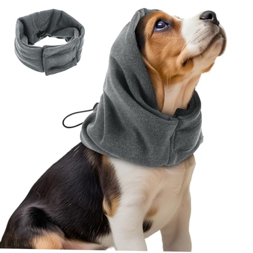 GRIRIW Hundehalsband hundekleidung Hundemantel Hundemützen für kleine Hunde Schals für Hunde Beruhigender Kapuzenpullover für Hunde Ohrenbedeckungen für Haustiere Polyester Dark Grey von GRIRIW