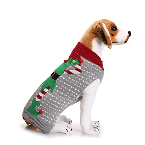 GRIRIW Hundekleidung Weihnachtskostüm für Hunde Grauer Hundepullover Haustier Santa Kostüm Pullover für Katze Kleider Weihnachtspullover Weihnachtskleidung für Haustiere Welpenkleidung xs von GRIRIW