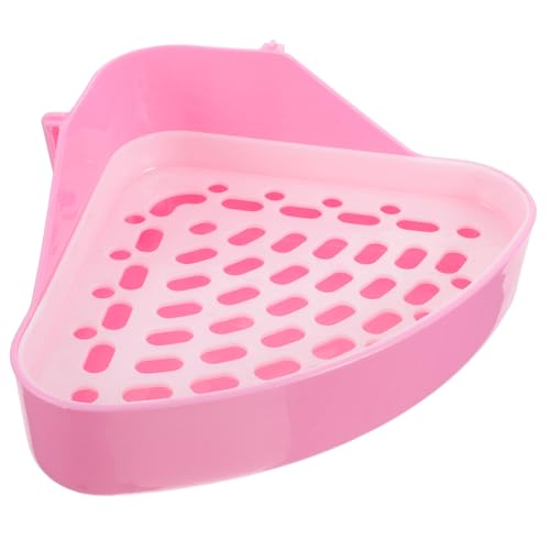 GRIRIW Kasten Kaninchentoilette Hamster klo kaninchenklo Ecktoilette für Haustiere Mülleimer Kaninchenkäfig drinnen Kaninchen Töpfchen Kaninchen-Töpfchen-Trainingstoilette Plastik Rosa von GRIRIW