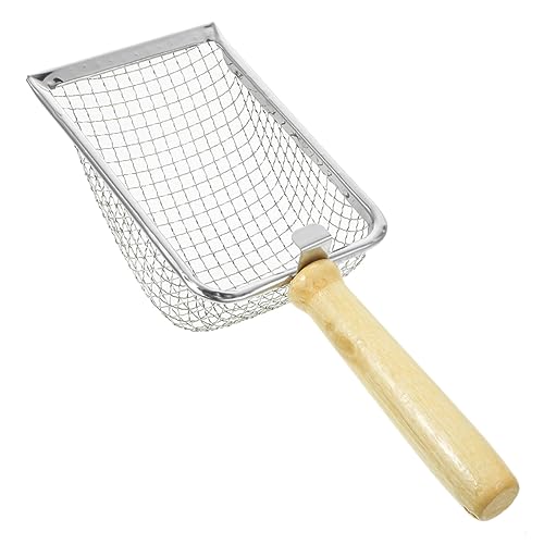 GRIRIW Edelstahl Katzenschaufel Robuste Katzenstreu Schaufel Für Die Reinigung Von Katzentoiletten Langlebige Litter Scoop Mit Holzgriff Für Haustiere Maschenweite von GRIRIW