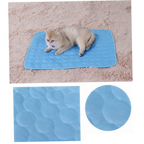 GRIRIW Kühlende Schlafmatte Für Hunde Und Katzen 70x55 cm Haustier Sommerkissen Wärmeableitung Atmungsaktiv Blau Ideal Für Betten Und Böden von GRIRIW