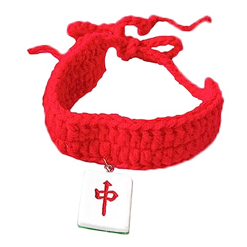 GRIRIW Strick Halstuch katzenschal katzendeko Cat Scarf gestrickte Babyschuhe Katzenhalsbänder für Mädchenkatzen Welpe Festival Katzenhalsband Wolle rot von GRIRIW