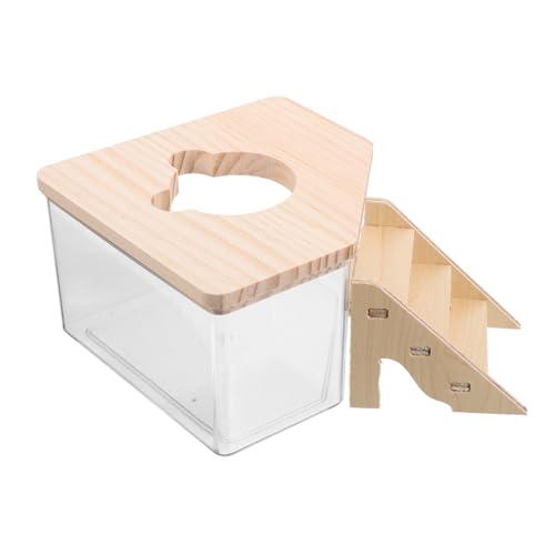 GRIRIW Sandkasten Mit Deckel Transparenter Hamster Sandbad Behälter Mit Leiter 2 Teiliges Set Für Kleine Tiere Multifunktionales Badezimmer Für Hamster Und Rennmäuse Optimaler Rückzugsort Und von GRIRIW