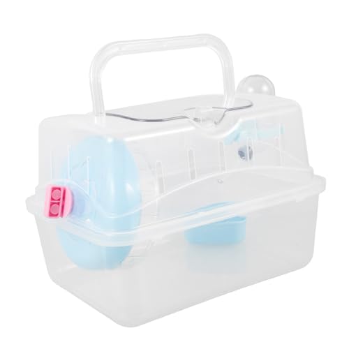 GRIRIW Transportbox Für Kleine Haustiere Tragbare Käfig Für Hamster Und Meerschweinchen Ideal Für Unterwegs Transparente Outdoor Tragetasche Einfache Handhabung Blauer Farbton von GRIRIW