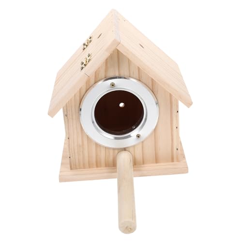 GRIRIW Vogelnest Aus Holz Brutkasten Vogelnest Für Zuhause Sittiche Nistkasten Vogelhäuschen Größe M Beige von GRIRIW