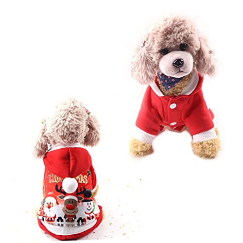 GRIRIW Weihnachtshundekostüm Hundebekleidung Hund Pyjama Mantel Winter-Hunde-Hoodies Hundekleidung Warmer Kapuzenpullover Für Haustiere Winterkleidung Vierbeinige Kleidung Rot Weihnachten von GRIRIW