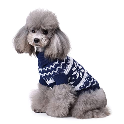 GRIRIW Weihnachtlicher Turtleneck Pullover Für Hunde Im Schneeflocken Design Warmes Festtagskostü Für Haustiere Größe S Winterkleidung Für Hunde von GRIRIW