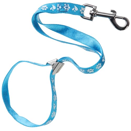 GROOM PROFESSIONAL Ajax Hundeleine mit Metallschieber – Starkes Nylonmaterial – bequem und sicher – Pfotenabdruck-Design – 42 cm, Cyanblau von GROOM PROFESSIONAL