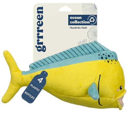 GRRREEN Ocean Collection Hundespielzeug Mandi The Mahi Mahi, Jumbo-Größe, niedlich, langlebig und nachhaltig, Plüsch-Kauspielzeug für Hunde, hergestellt aus umweltfreundlichen und recycelten von GRRREEN