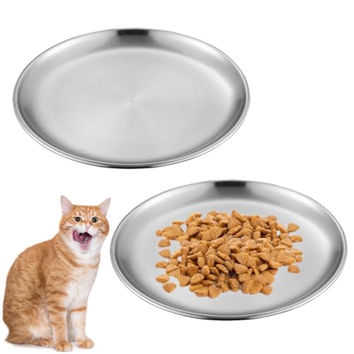 4 Stück Edelstahl-Katzenschleife, flach, breit, flach, Katzenschüssel für Futter- und Wassernäpfe für kleine Haustiere, Entlastung von Schnurrhaar, Müdigkeit, Katzenfutterschalen, Schnurrhaar, flache von GSDGV