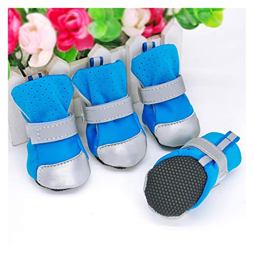 GSJNHY Hundeschuhe wasserdichte Hundekatze Schuhe Winter Warme Hund Welpen Socken Anti-Rutsch Regen Schnee Pet Boots Paw Protectoren für kleine Hunde (Color : Blue, Size : L) von GSJNHY