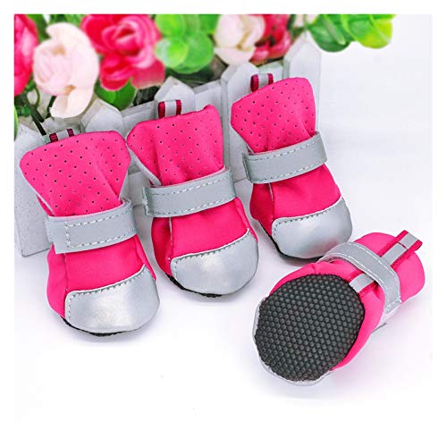 GSJNHY Hundeschuhe wasserdichte Hundekatze Schuhe Winter Warme Hund Welpen Socken Anti-Rutsch Regen Schnee Pet Boots Paw Protectoren für kleine Hunde (Color : Hot Pink, Size : L) von GSJNHY