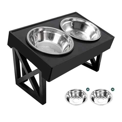 Hoher Katzenschüssel Erhöhte Hundenäpfe, 3 höhenverstellbar, erhöhter Futter- und Wassernapf for Hunde mit langsamem Fressnapf, stehender Hundenapf for mittelgroße und große Hunde für Futter und Wasse von GSJNHY