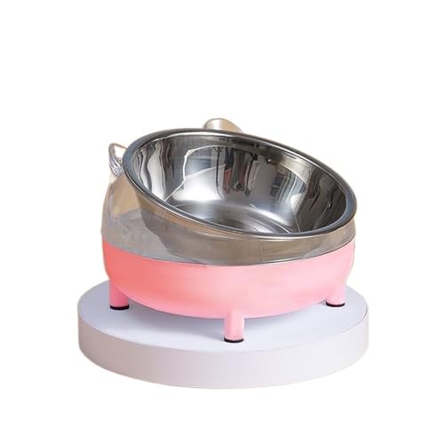 Hoher Katzenschüssel Katzenfutternapf Nackenschutz Edelstahl Hundefutternapf Kleine Katzenwassernäpfe Heimtierbedarf für Futter und Wasser (Color : Pink) von GSJNHY