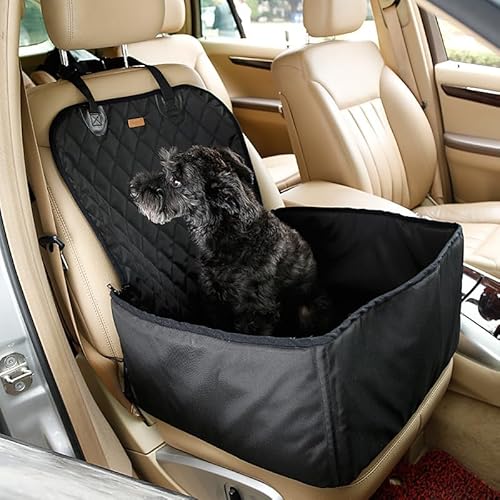 Hunde Autositz 2 in 1 Auto-Front-Haustier-Autositzbezug, wasserdicht, for Welpenkorb, rutschfest, for Haustier-Autoträger, Hund, Katze, Auto-Booster, Outdoor-Reisen (Color : B-Black) von GSJNHY