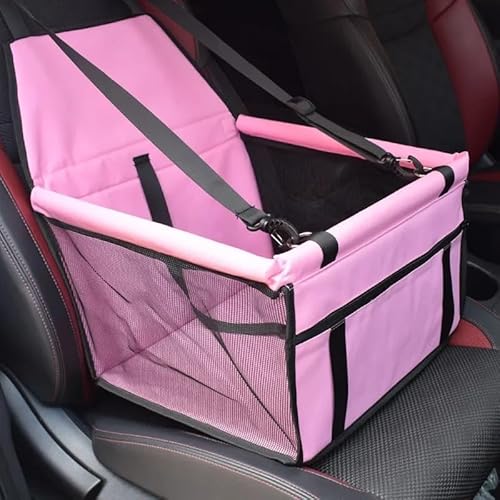 Hunde Autositz 2-in-1-wasserdichte Oxford-Haustierträger, Hunde-Autositzbezug, zusammenklappbare Hängemattenmatte, for Tragen von Hunden, Katzen, Transport, Sicherheitsgurt, Kissen(B-Pink) von GSJNHY