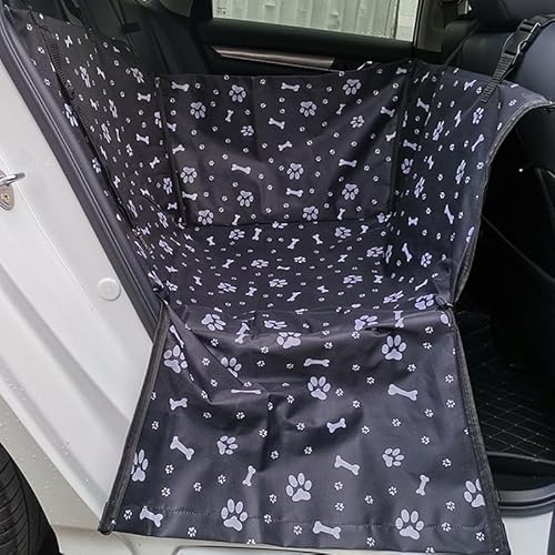 Hunde Autositz Hunde-Autositzbezug for Tragen for Hunde und Katzen, Matte for Autositz hinten, Hunde-Hängemattenschutz, Hunde-Autoschutz, Transporter-Sitzbezug(Black paw Print) von GSJNHY