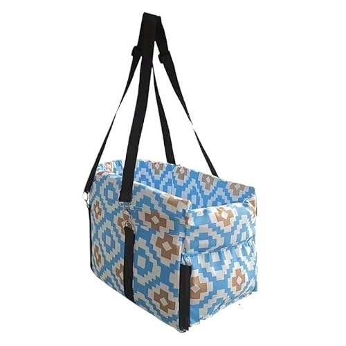 Hunde Autositz Oxford Wasserdichter Hunde-Autositz mit modischem Aufdruck, zentrale Armlehne, Haustier-Sitzerhöhung, Hunde-Sicherheits-Autositz for Reisen im Freien (Color : Blue Plaid, Size : 45x25 von GSJNHY