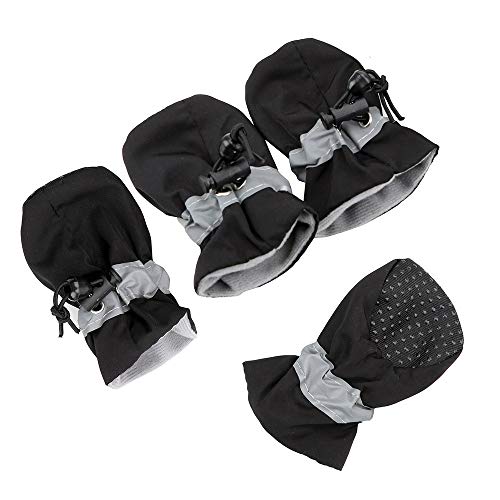 Hundeschuhe Antiscid Welpenschuhe 4 stücke Soft-Sohlen Hundeschuhe wasserdichte Weiche Haustier Pfote Haustier Zubehör pfotenschutz (Color : Black, Size : 1) von GSJNHY