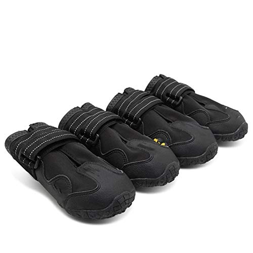 Hundeschuhe Hundeschuhe wasserdichte Anti-Rutsch-Regenstiefel Warmschnee für kleine mittelgroße Pet Sporttraining pfotenschutz (Color : Black, Size : 1 (widest 3.5CM)) von GSJNHY