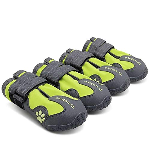 Hundeschuhe Hundeschuhe wasserdichte Anti-Rutsch-Regenstiefel Warmschnee für kleine mittelgroße Pet Sporttraining pfotenschutz (Color : Neon Yellow, Size : 1 (widest 3.5CM)) von GSJNHY