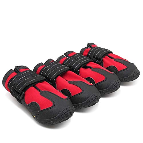 Hundeschuhe Hundeschuhe wasserdichte Anti-Rutsch-Regenstiefel Warmschnee für kleine mittelgroße Pet Sporttraining pfotenschutz (Color : Red, Size : 1 (widest 3.5CM)) von GSJNHY