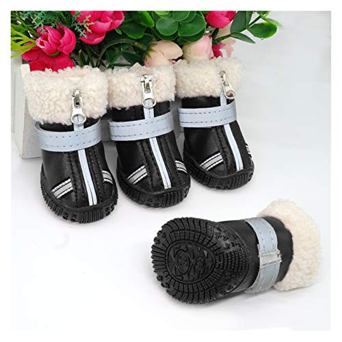 Hundeschuhe Warme Haustier Hund Schuhe Winter wasserdichte Haustier Hund Stiefel Schuh Regen Schneestiefschuhe Reflektierende Nonslip Schuhe für kleine große Hunde pfotenschutz (Color : Black, Size von GSJNHY